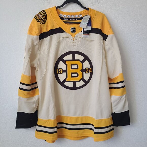 Adidas NHL Boston Bruins Charlie McAvoy Centennial Jersey IM8291 Size 54 Yellow